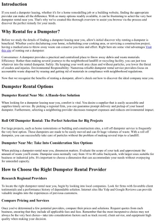 Dumpster Rentals Near Me: A Comprehensive Overview to Locating the Right Service