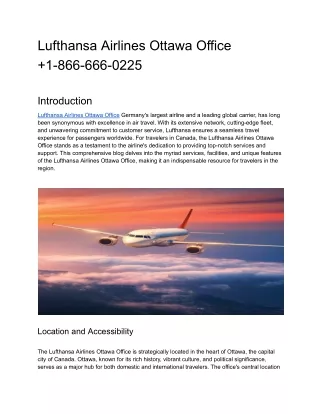 Lufthansa Airlines Ottawa Office