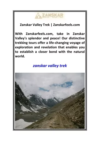 Zanskar Valley Trek  Zanskarfeels.com