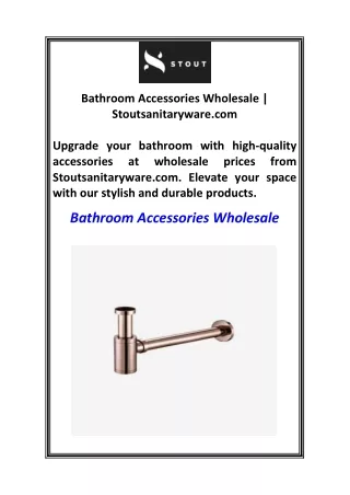 Bathroom Accessories Wholesale  Stoutsanitaryware.com