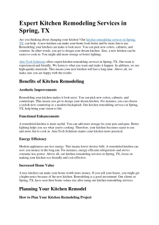 Expert Kitchen Remodeling Services in Spring, TX
