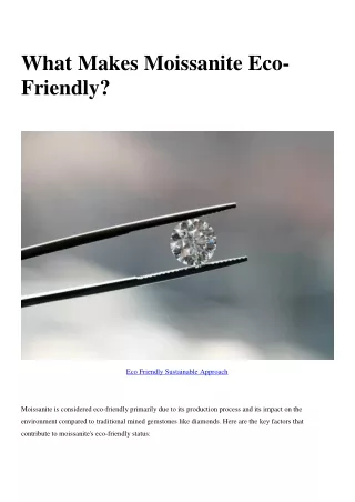 What Makes Moissanite Eco -Friendly?