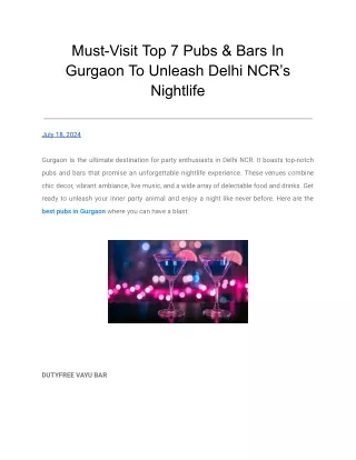 Must-Visit Top 7 Pubs & Bars In Gurgaon To Unleash Delhi NCR’s Nightlife