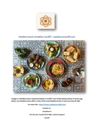 Mediterranean breakfast Cardiff | casablancacardiff.com