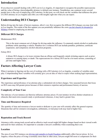 Just how much Does a DUI Attorney Cost in Los Angeles?