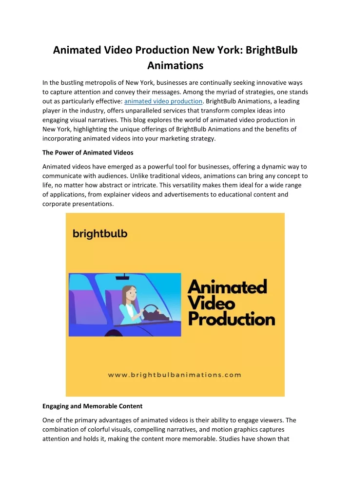 PPT - Animated Video Production New York: BrightBulb Animations ...