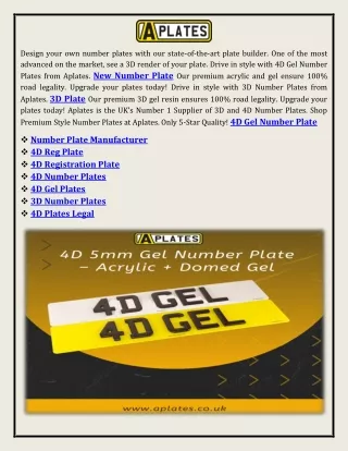 4D Registration Plate