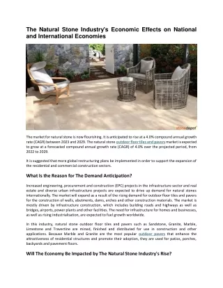 The Natural Stone Industry's Economic Effects on National and International Economies