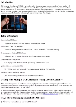 Managing Multiple DUI Offenses: Looking For Legal Assistance
