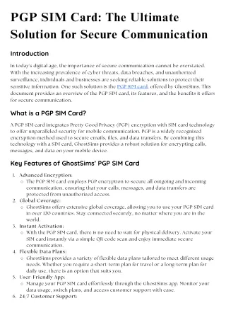 PGP SIM Card The Ultimate Solution for Secure Communication