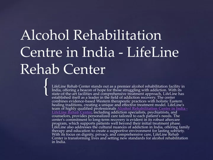 alcohol rehabilitation centre in india lifeline rehab center