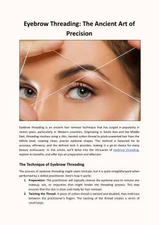 Eyebrow Threading: The Ancient Art of Precision