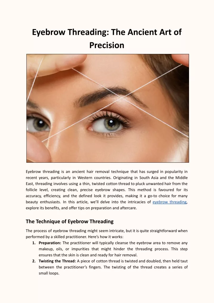 eyebrow threading the ancient art of precision