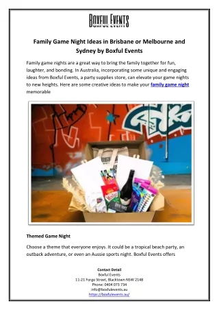 Family Game Night Ideas in Brisbane or Melbourne and Sydney by Boxful Events