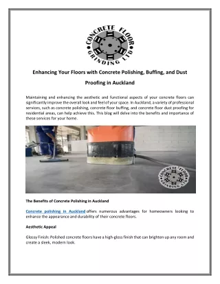 Enhancing Your Floors with Concrete Polishing