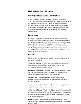 ISO 27001 certification in Bangalore