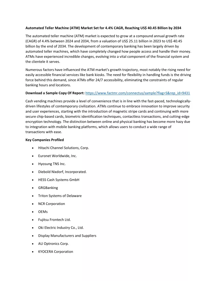 automated teller machine atm market