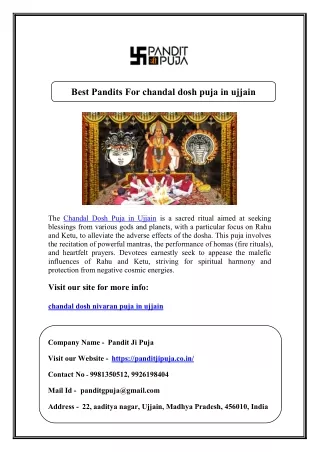 Best Pandits For chandal dosh puja in ujjain