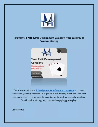 Innovative 3 Patti Game Development Company