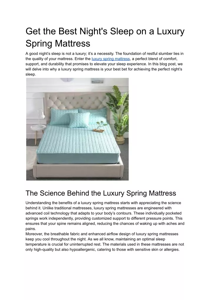 get the best night s sleep on a luxury spring