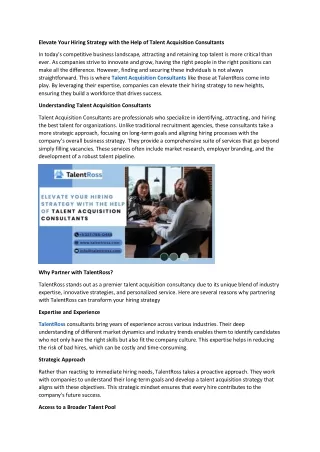 Elevate Your Hiring Strategy with the Help of Talent Acquisition Consultants