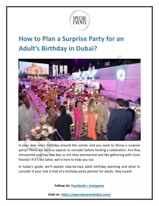 How to Plan a Surprise Party for an Adult's Birthday in Dubai