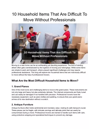 10 Household Items That Are Difficult To Move Without Professionals