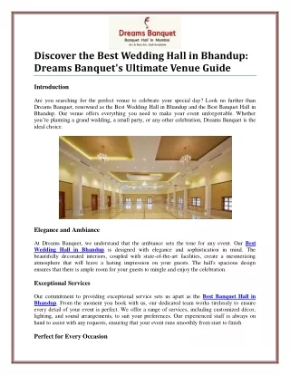 Discover the Best Wedding and Party Halls in Bhandup