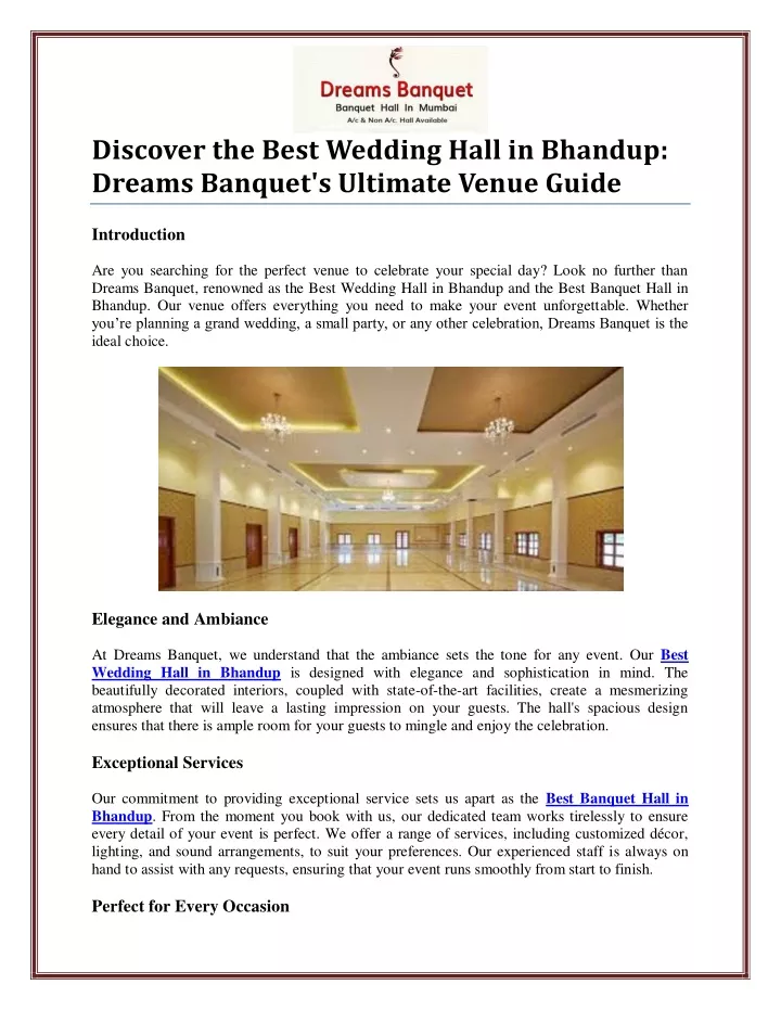 discover the best wedding hall in bhandup dreams