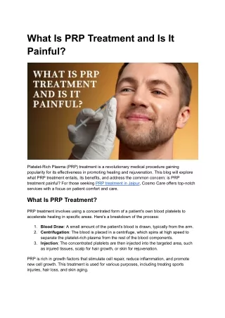 What Is PRP Treatment and Is It Painful_