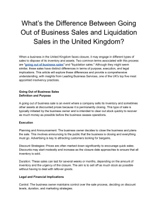 What’s the Difference Between Going Out of Business Sales and Liquidation Sales in the United Kingdom