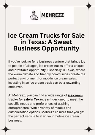 The Ultimate Guide to Ice Cream Trucks for Sale in Texas.