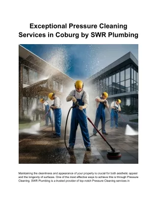 Exceptional Pressure Cleaning Services in Coburg by SWR Plumbing