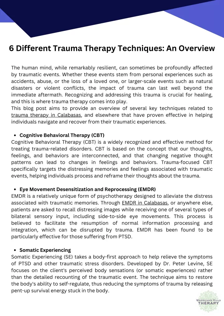 6 different trauma therapy techniques an overview