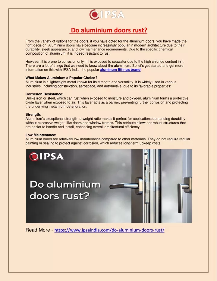 do aluminium doors rust