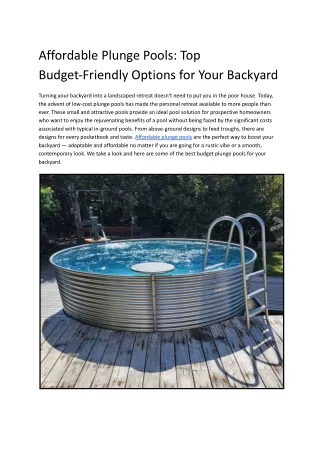 Affordable Plunge Pools_ Top Budget-Friendly Options for Your Backyard