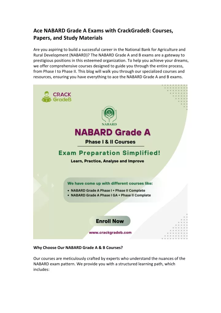 ace nabard grade a exams with crackgradeb courses