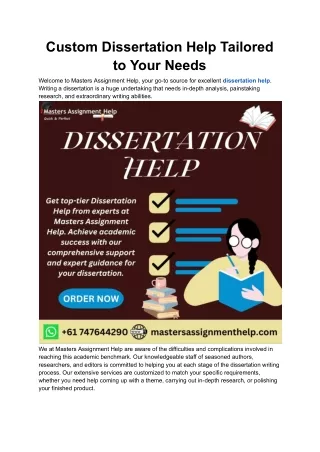 Custom Dissertation Help Tailored to Your Needs