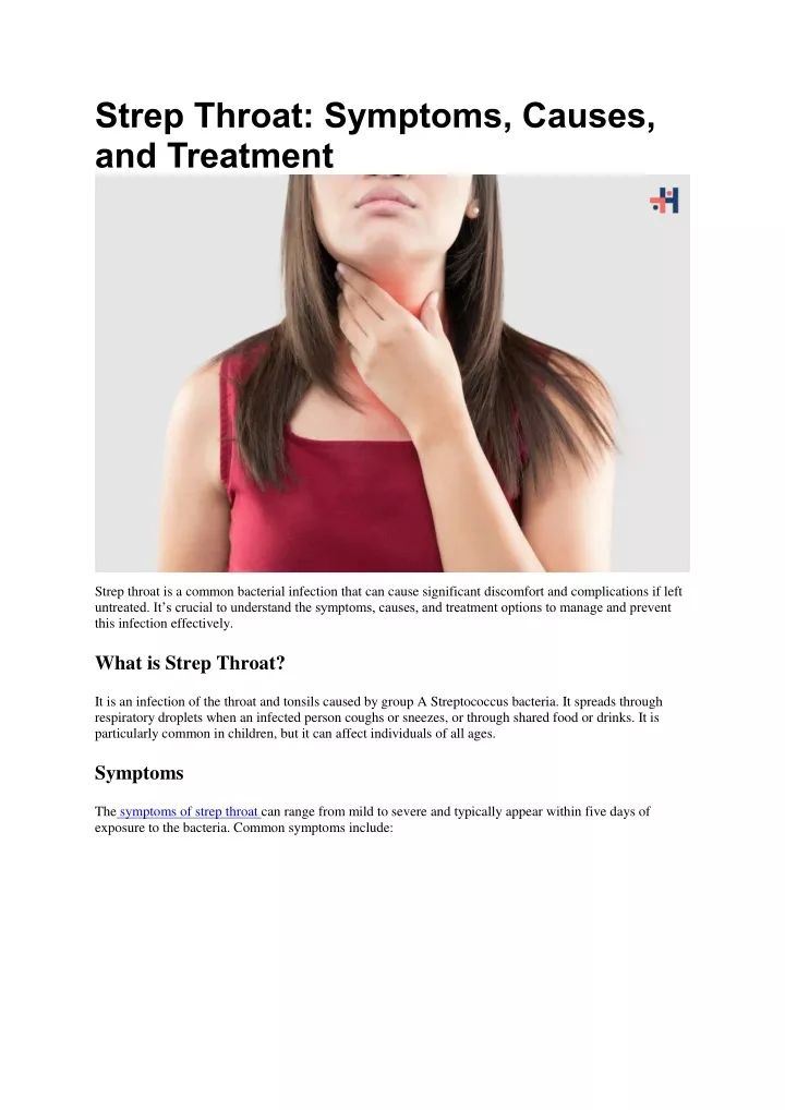 strep throat symptoms causes and treatment