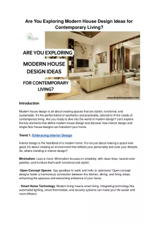 Are You Exploring Modern House Design Ideas for Contemporary Living?