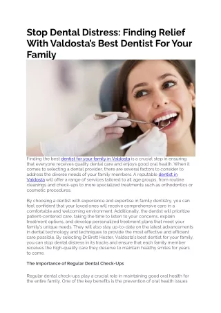 Stop Dental Distress- Finding Relief With Valdosta’s Best Dentist For Your Family