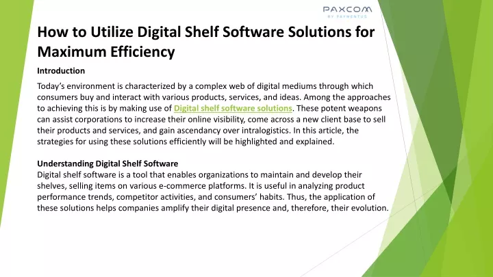 how to utilize digital shelf software solutions