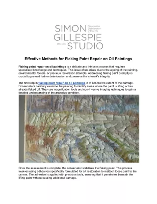 Effective Methods for Flaking Paint Repair on Oil Paintings