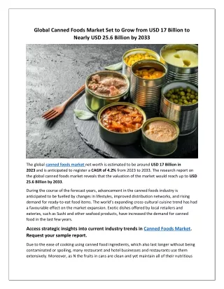 Canned Foods Market