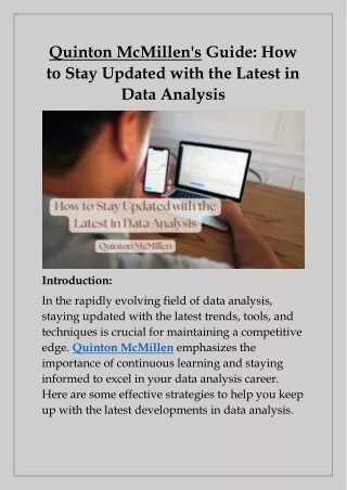 Quinton McMillen's Guide. How to Stay Updated with the Latest in Data Analysis