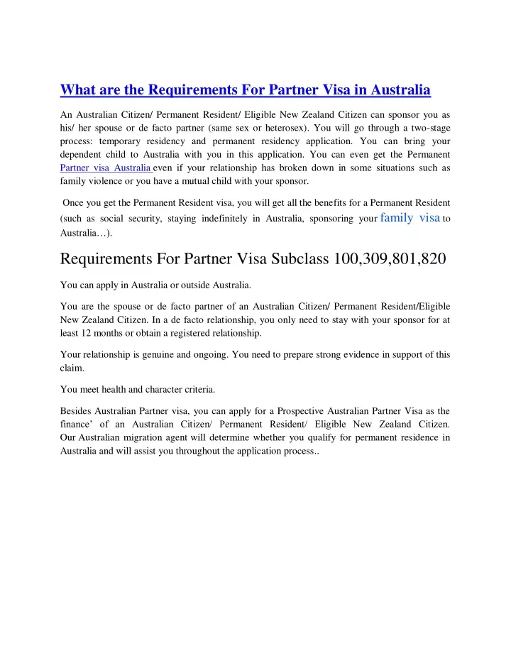PPT What Are The Requirements For Partner Visa In Australia 1 PPT What Are The Requirements For Partner Visa In Australia 1