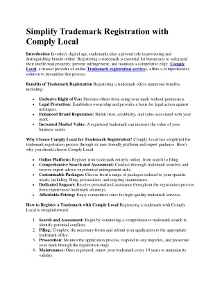 Simplify Trademark Registration with Comply Local