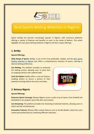 Best Sports Betting Websites in Nigeria Top Platforms for Reliable and Exciting Wagering