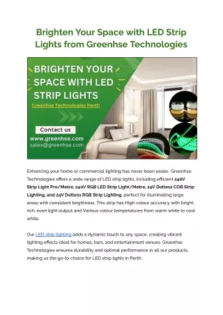 Brighten Your Space with LED Strip Lights from Greenhse Technologies