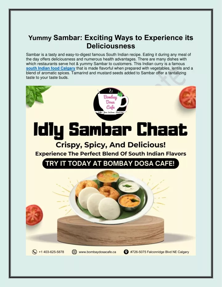 yummy sambar exciting ways to experience